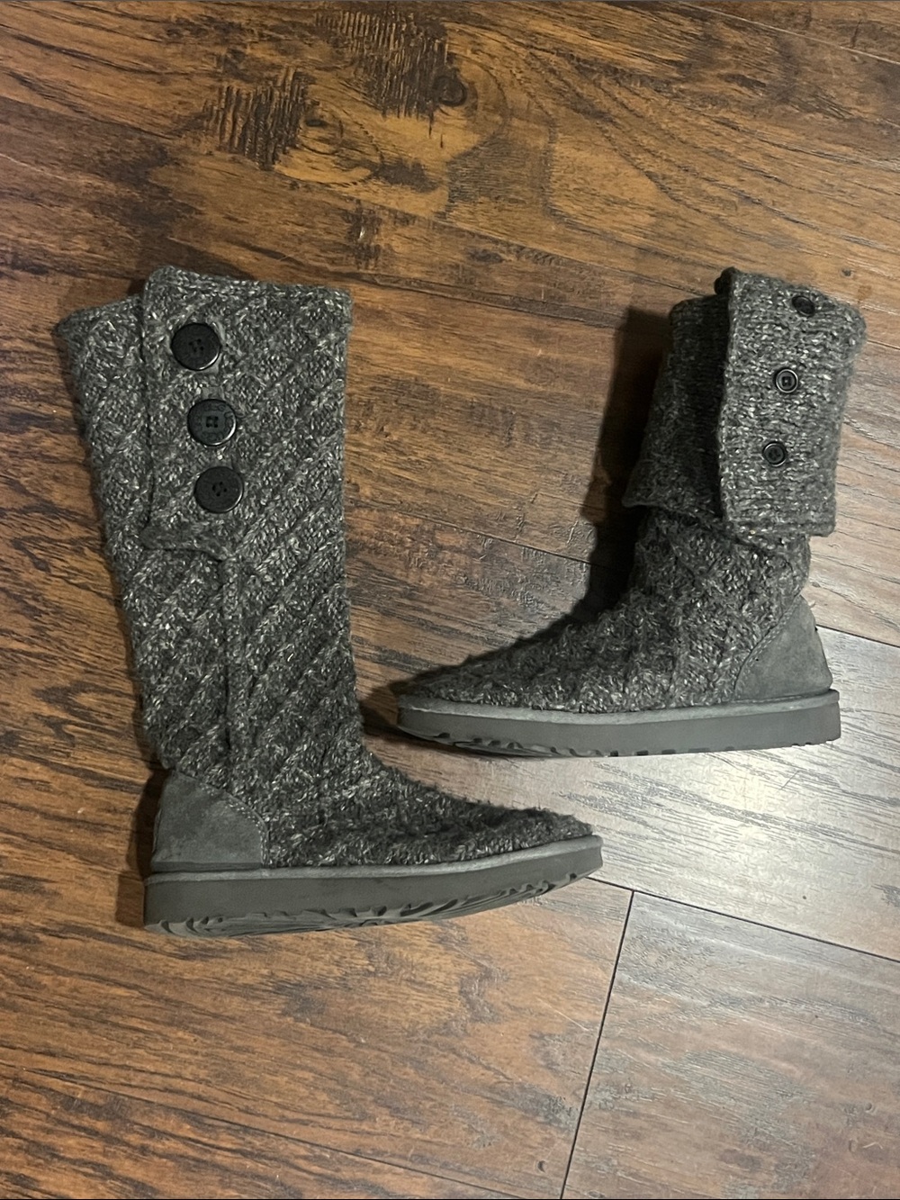 UGG Tall Cardy sweater knit boots gray size 7